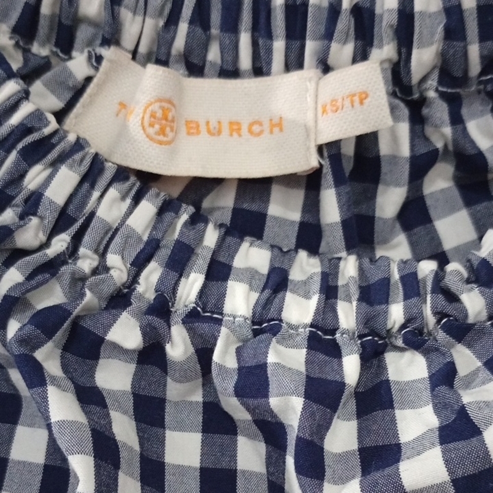 Tory Burch Womens Navy and White Checkered Romper - Picture 2 of 7